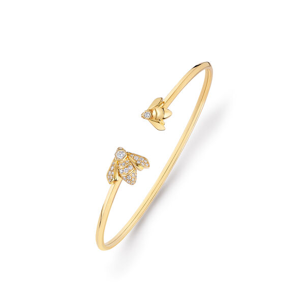 Bee De Chaumet Yellow Gold and Diamond Pav&eacute; Bangle